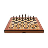 Dal Rossi 15in Walnut Shiny Finish Folding Chess Set