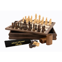 Dal Rossi Walnut fliptop Board Chess/Backgammon/Checkers 14in