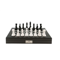 Dal Rossi Italy Chess Set: 20" Carbon Fibre Finish Chess Box & 110mm Black/White Chess Pieces