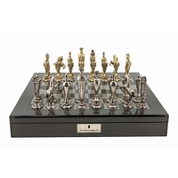 Dal Rossi Italy Chess Set: 20" Carbon Fibre Finish Chess Box & 132mm Renaissance Chess Pieces