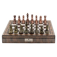 Dal Rossi Italy Copper / Bronze Chess Set on Mosaic Finish Chess Box 20"� with compartments
