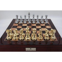 Dal Rossi Mahogany 20"Chess Box with compartments with Gold/Silver 110mm pieces