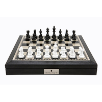 Dal Rossi 18" Black and White Chess Board w/ French Lardy Black & White Pieces Chess Set