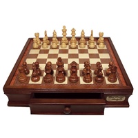 Dal Rossi 16" Boxwood/Sheesham Chess Box w/ French Lardy Boxwood/Sheesham Pieces Chess Set