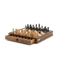 Dal Rossi Dal Rossi Chess / checkers, walnut box, with drawers and chess piece compartments, 15  