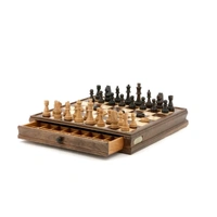 Dal Rossi Dal Rossi Chess / checkers, walnut box, with drawers and chess piece compartments, 15
