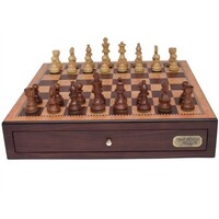 Dal Rossi 18" Walnut Finish Chess Box w/ French Lardy Boxwood/Sheesham Pieces Chess Set