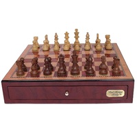 Dal Rossi 18" Red Mahogany Finish Chess Box w/ French Lardy Boxwood/Sheesham Pieces Chess Set