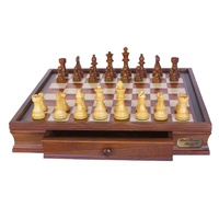 Dal Rossi Italy Chess Set: 20" Walnut Box w/ Drawers & 95mm Staunton Chess Pieces