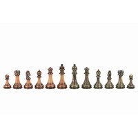 Dal Rossi 90mm Staunton Antique Finish Green and Copper Weighted Chess Pieces - L2227DR-P