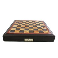 Dal Rossi 18" Brown and White Chess Box PU Leather Edge with Compartments - L2233DR-B