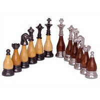 Dal Rossi 95mm Staunton Metal and Wood Weighted Chess Pieces - L2236DR-P