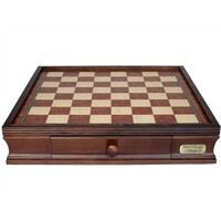 Dal Rossi 16" Walnut Finish Chess Box With Drawers