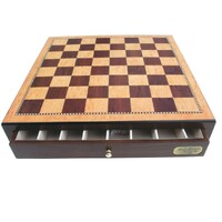 Dal Rossi 18" Walnut Finish Chess Box With Draws - L2277DRW-B