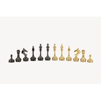 Dal Rossi 95mm Staunton Brass and Titanium Cap Chess Pieces  - L3052DR-P