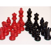 Dal Rossi 85mm Staunton Wood Black and Red Chess Pieces  - L3070DR-P