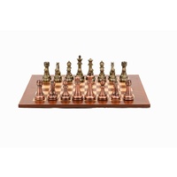 Dal Rossi Italy Chess Set: 50cm Mahogany/Maple Chess Board & 110mm Bronze and Copper Weighted Chess Pieces