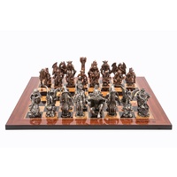 Dal Rossi Italy Good and Evil Chess Set on a Walnut Shiny Finish Chess Board 50cm