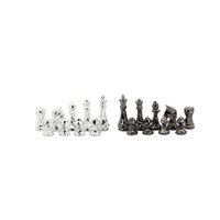 Dal Rossi Diamond-Cut Silver & Titanium Chessmen Chess Pieces 85mm