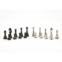 Dal Rossi 85mm Dark Titanium and Silver Metal Chess Pieces