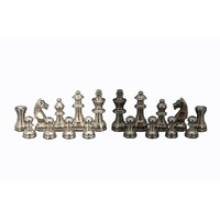 Dal Rossi 80mm Staunton Black Nickel & Silver Chess Pieces