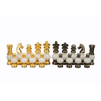 Dal Rossi 100mm White Stone and Gold Chess Pieces