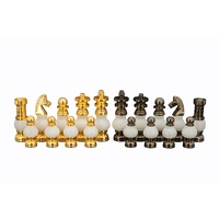 Dal Rossi 100mm White Stone and Gold Chess Pieces