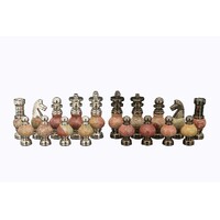 Dal Rossi 100mm Coloured Stone and Silver Chess Pieces