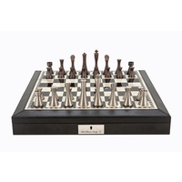 Dal Rossi Italy Chess Set: 18" Black and White Chess Box & 85mm Contemporary Metal Chess Pieces