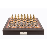 Dal Rossi Italy Chess Set: 18" Brown and White Chess Box & Medieval Warriors Resin Chess Pieces