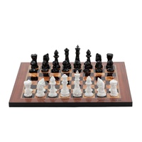 Dal Rossi Italy Chess Set with Diamond-Cut Black & White 85mm chessmen on a Walnut Shinny Finish Chess Board 16"�