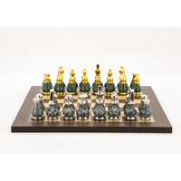 Dal Rossi 40cm Palisander Maple Flat Board With 90mm Marble and Metal Top and Bottom Pieces Chess Set