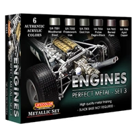 LifeColor Engines Perfect Metal Set 3 6 Colour Acrylic Paint Set