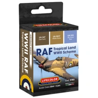 LifeColor RAF Tropical Land WWII Camouflage Scheme - 3 Colour Acrylic Paint Set