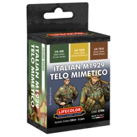 LifeColor Italian M1929 Telo Mimetico Camouflage Scheme - 3 Colour Acrylic Paint Set
