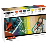 LifeColor Essential Basic Colours Set 5 (8 x 22ml Matt Colours) Acrylic Paint Set