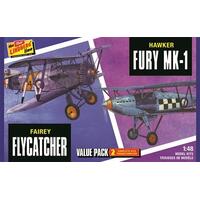 Lindberg HL441 1/48 Fairey Flycatcher & Hawker Fury 2-PACK