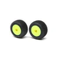 Losi Step Pin Tyres, Rear, Mounted, Yellow, Mini-T 2.0