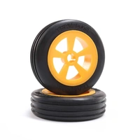 Losi Rib Front Tire Mounted on Orange Wheels, 2pcs, Mini JRX2