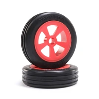 Losi Rib Front Tire Mounted on Red Wheels, 2pcs, Mini JRX2