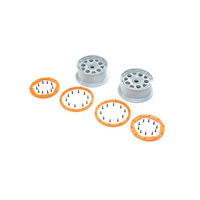 Losi Wheels, Silver, Orange Bead Lock, 2pcs, DBXL-E 2.0