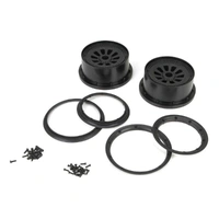 Losi Wheel & Beadlock Set, Black (2), 5T