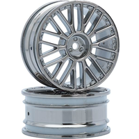 LRP 8-Spoke Wheel Black - Chrome (2pcs) - S10 TC LRP-122022