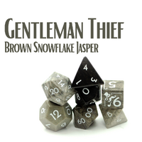 Level Up Dice Semi precious dice set - Gentleman Thief (Brown Snowflake Jasper)