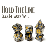 Level Up Dice Semi precious dice set - Hold The Line (Black Network Agate)