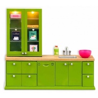 Lundby Smaland Green Kitchen Set- Washing Sink & Dishwasher