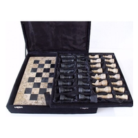 Chess Set Onyx 12in Fossil / Black