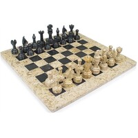 Chess Set, Onyx, 16" Fossil / Black