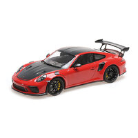 Minichamps 1/18 Porsche 911 GT3RS (991.2) - 2019 - Red W/ Weissach Package W/ Black Wheels Diecast Model