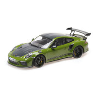 Minichamps 1/18 Porsche 911 GT3RS (991.2) - 2019 - Green W/ Wissach Package W/ Wording W/ Black Wheels Diecast Model